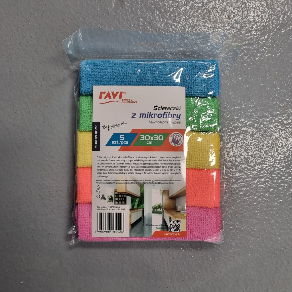 RAVI Microfiber wipes 30x30cm 5pcs