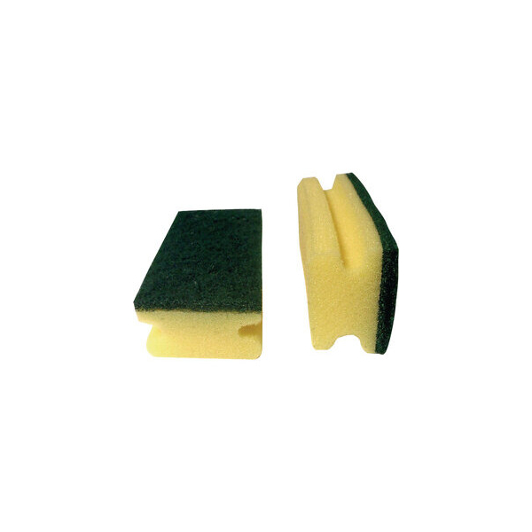 Universal scouring pads with pits - yellow with green scouring fiber 130mm x 70mm
