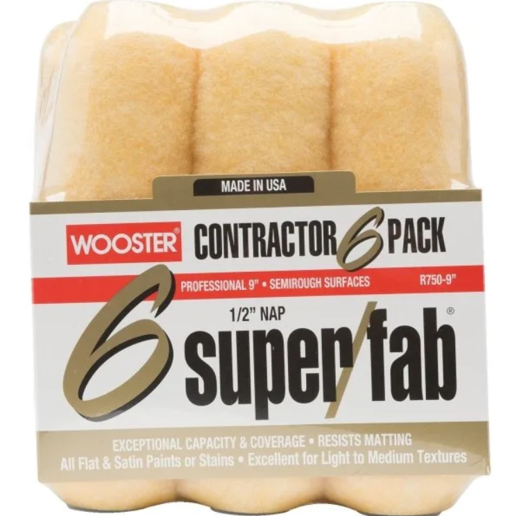WOOSTER Super/Fab Semi-rough 6-pack 9" x 1/2"