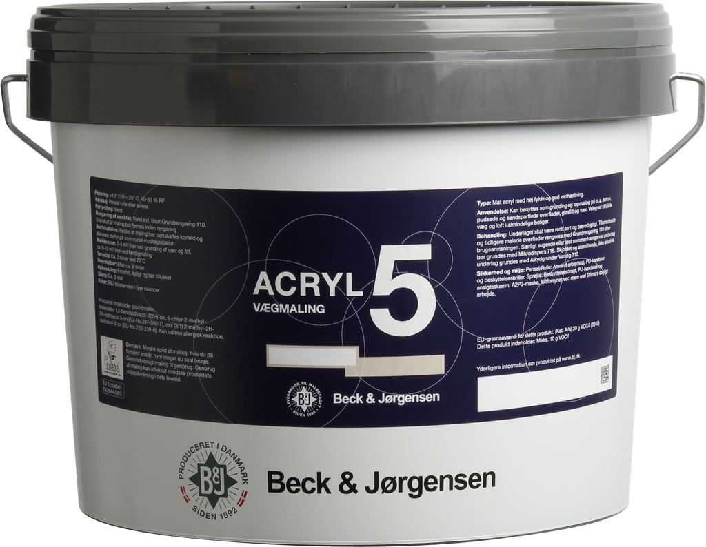 Beck & Jørgensen 5, Acryl Vægmaling Iglo NCS-S0500N 10L