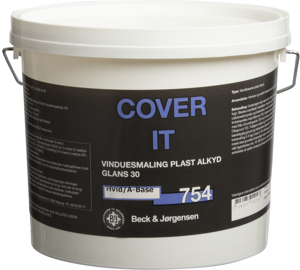 Beck & Jørgensen Cover It Vinduesmaling Plast Alkyd Glans 30 Hvid/A-Base 754 2,7L