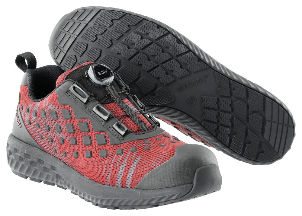MASCOT Safety shoe S1P with BOA® Fit System, AUTUMN RED/BLACK
