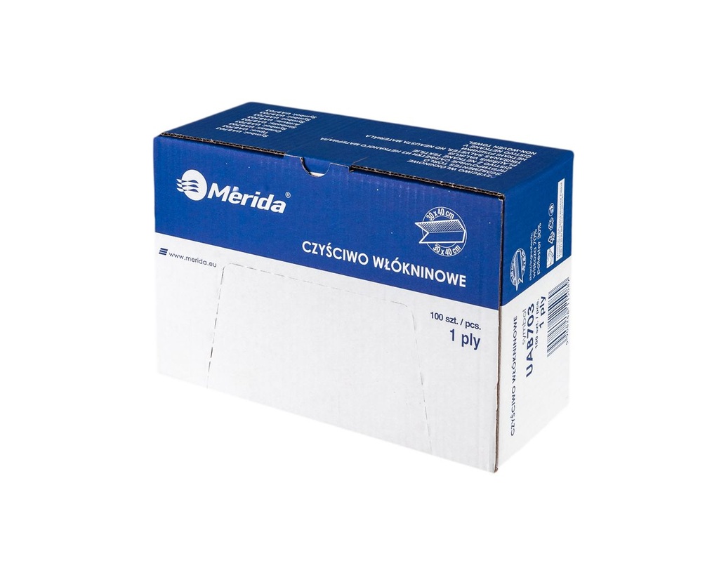 MERIDA Nonwoven cloth in sheets, white, 1-ply, 70% viscose, 30% polyester (2 x 50 pcs. / pack.)