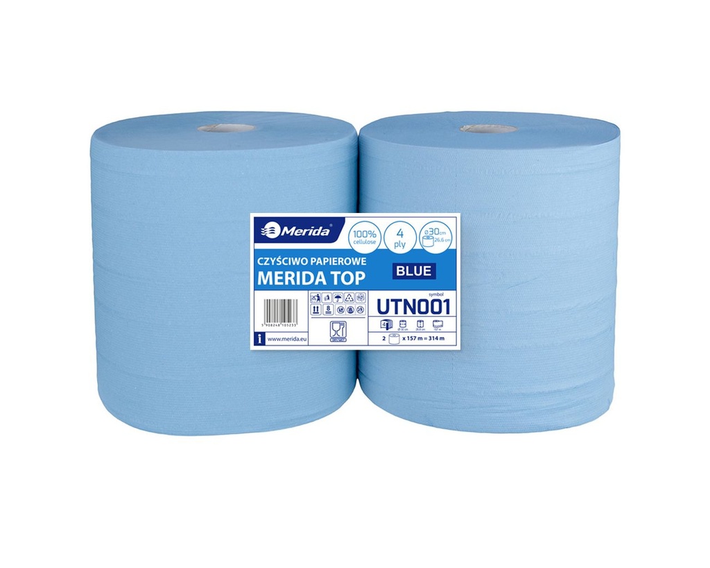 MERIDA TOP - industrial towels, blue, 4 -ply, 100% cellulose, 157 m (2 pcs. / pack.)