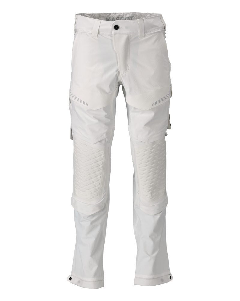 Trousers with knee pockets, stretch, light weight WHITE