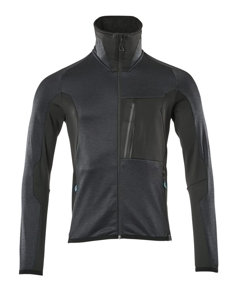 MASCOT Zip fleece sweatshirt, modern fit, Microfleece jacket, dark navy/black
