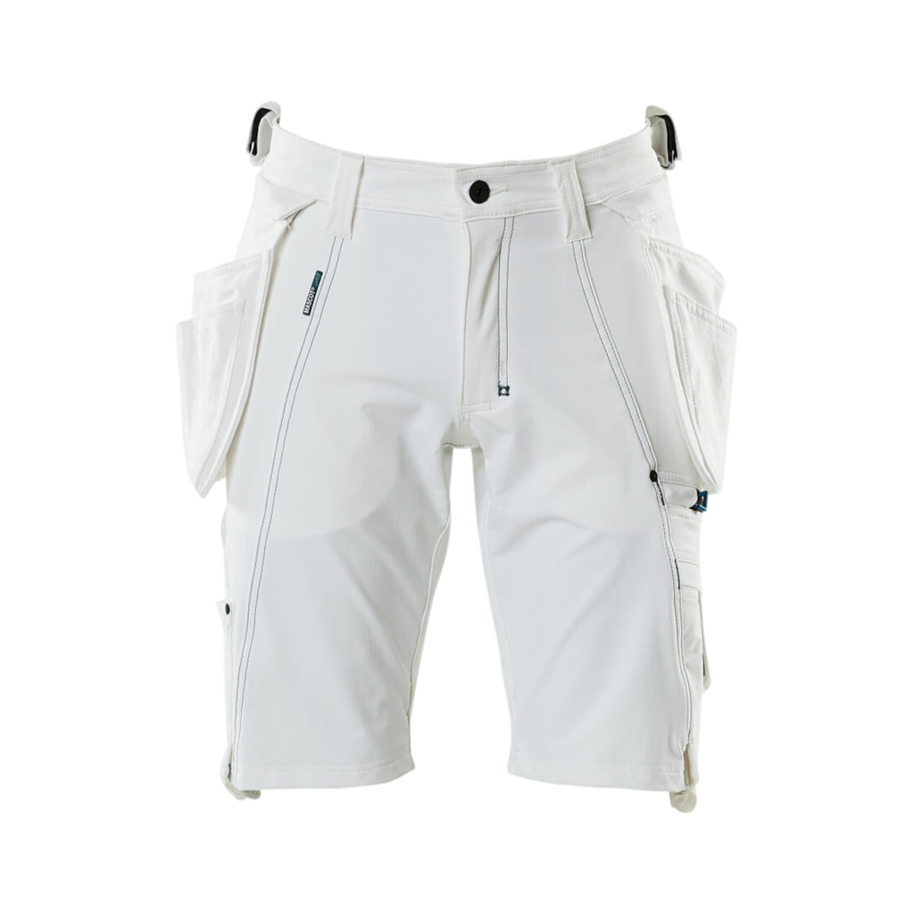 MASCOT Shorts, aftagelige hængelommer, stretch, Håndværkershorts HVID