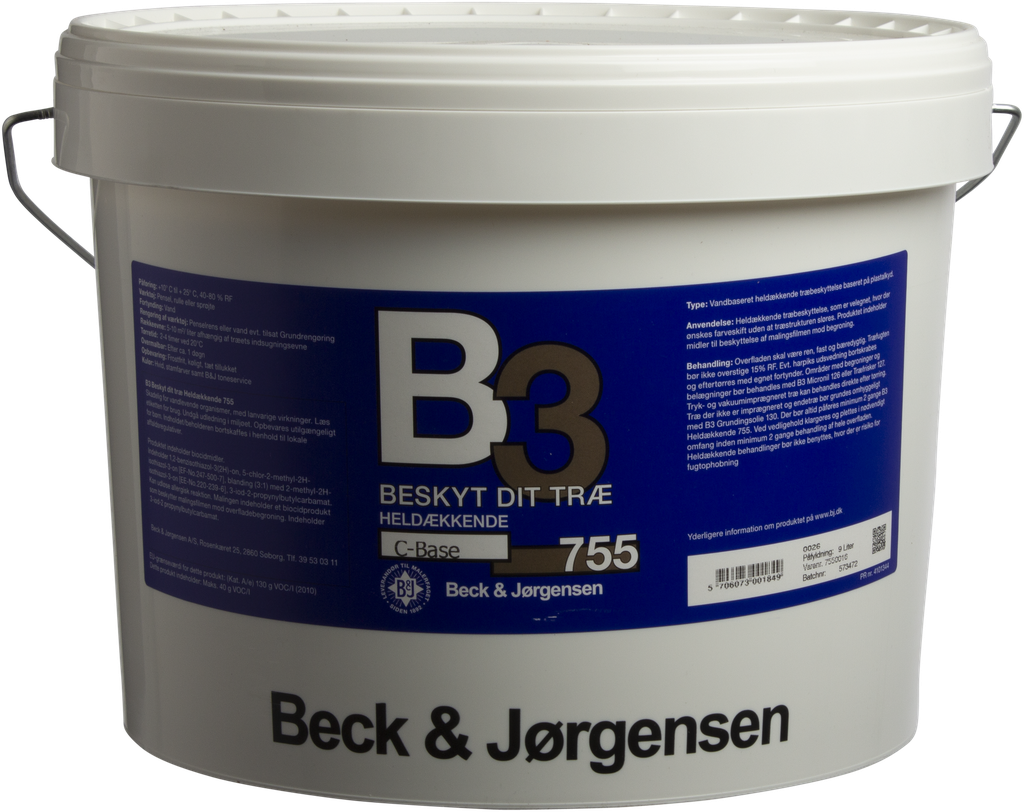 Beck & Jørgensen B3 Heldæk. Træbesk. Vand SORT 10L