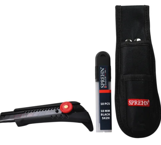 SPREHN Kniv 18mm m/skruelås tæppehage, knivblade og skede