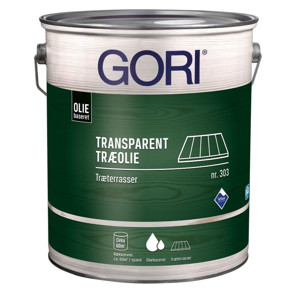 GORI transparent træolie 303 til træterrasser teak 5L
