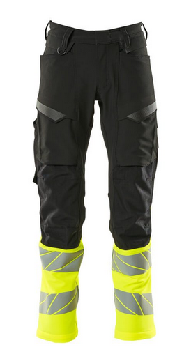MASCOT Bukser med knælommer, ULTIMATE STRETCH, sort/hi-vis gul