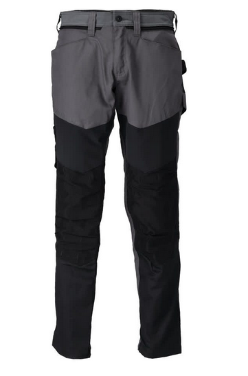 MASCOT Trousers with knee pockets stone grey/black