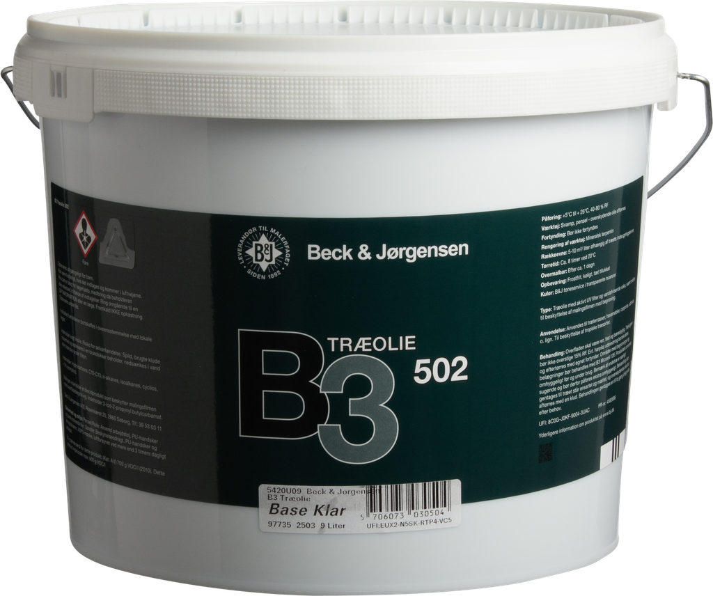 B&J 502 B3 Træolie Base Klar 9L