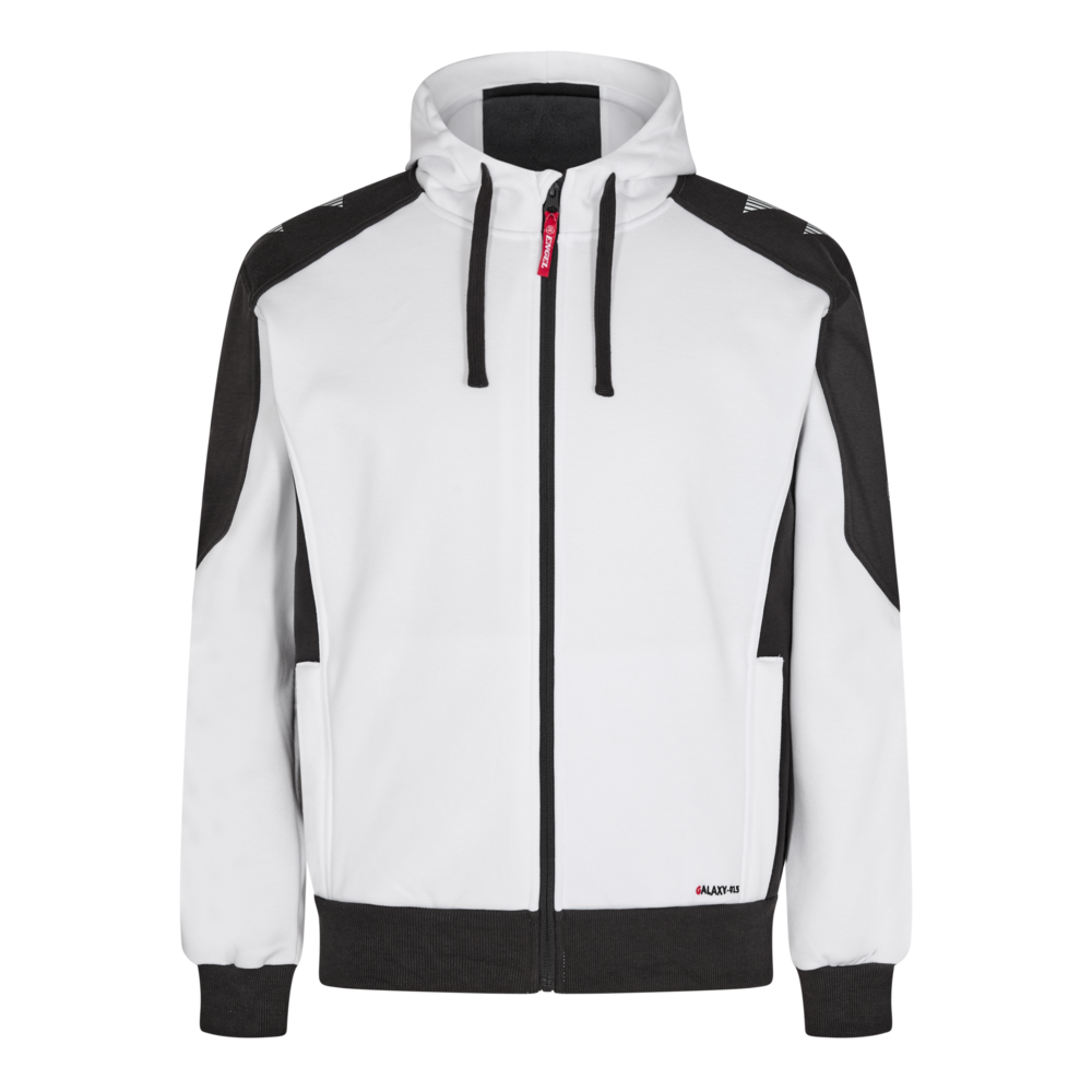 ENGEL Galaxy sweat cardigan with hood, White / Anthracite Grey
