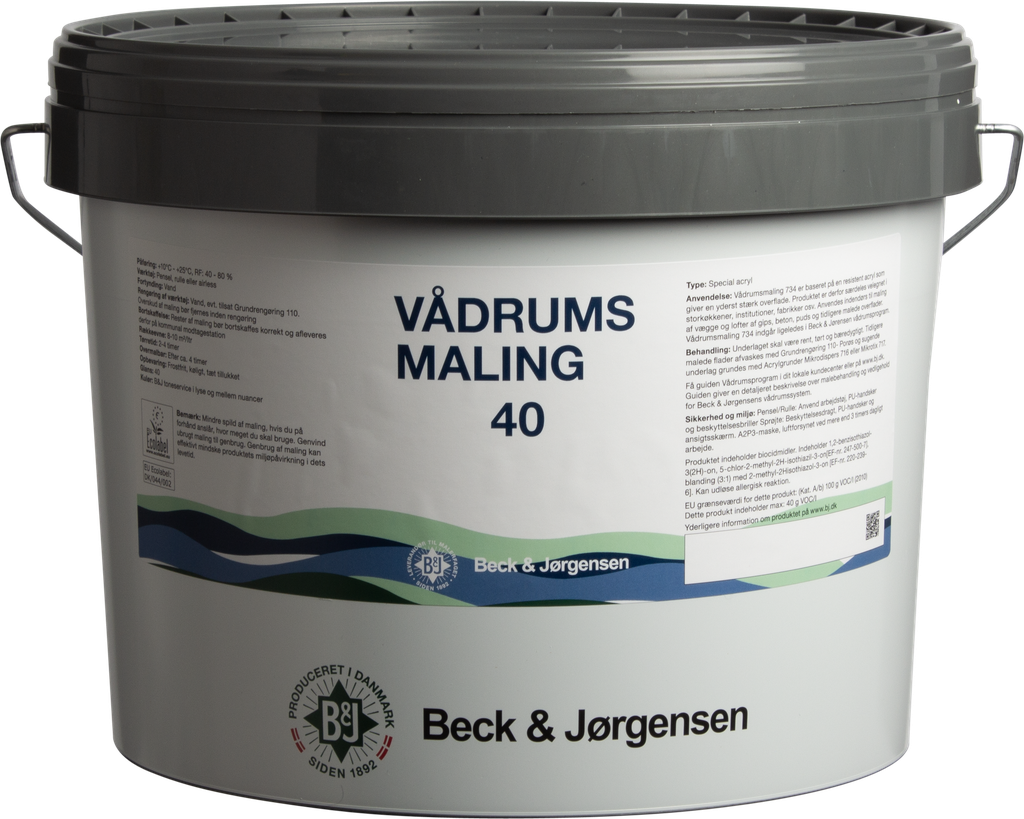 B&J Vådrumsmaling 40 Base Hvid 9L